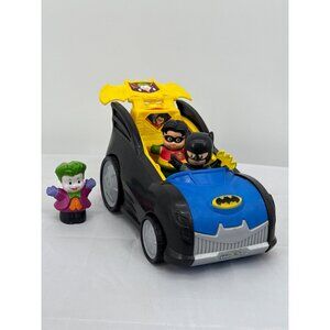Fisher Price Little People DC Super Friends 2-in-1 Batmobile Batman Robin Joker